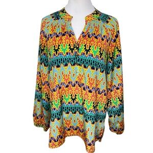 Tracy Negoshian Multicolored Long Sleeve Tunic Top